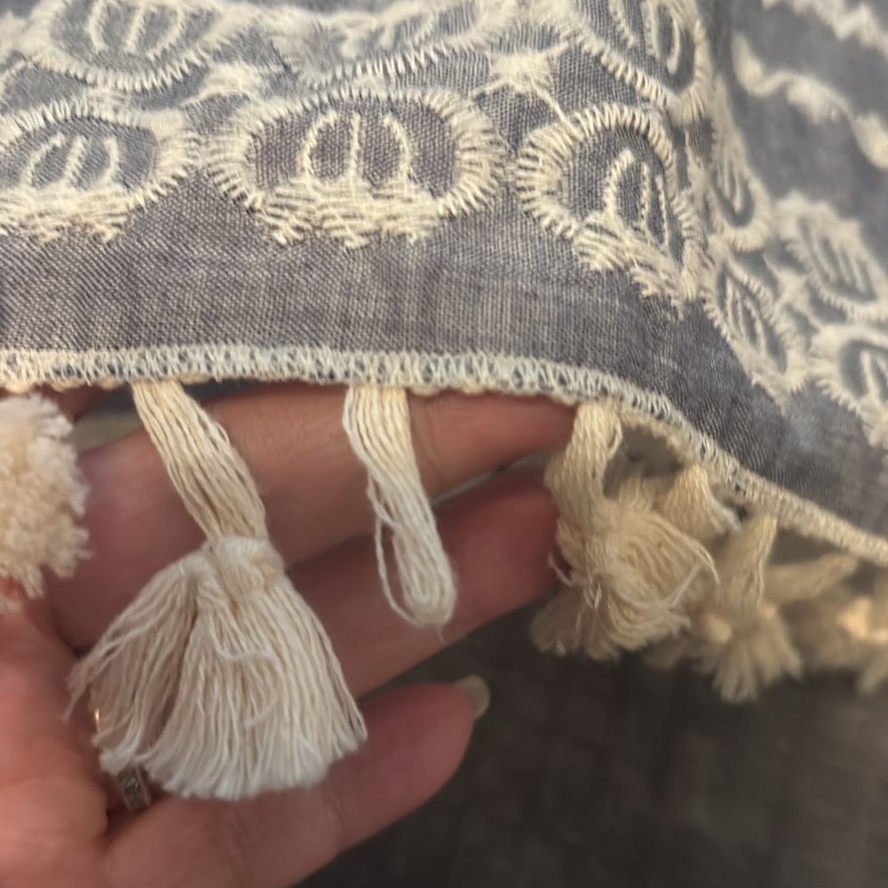 Mi Ami Dress Blue Ruffle Tassel Hem Small - Picture 6 of 7
